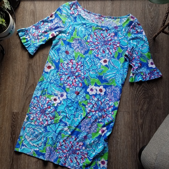 Lilly Pulitzer Dresses & Skirts - Lilly Pulitzer Blue Floral Somerset Casual Dress